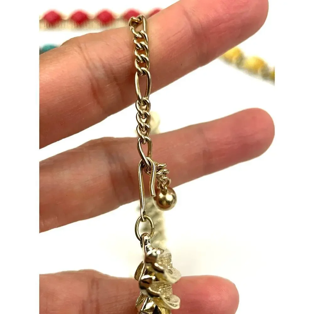 VTG Kramer‎ Gold Tone Bib Necklace Signed MCM Textured Statement 15